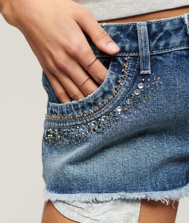 Superdry Diamante Embellished Denim Shorts