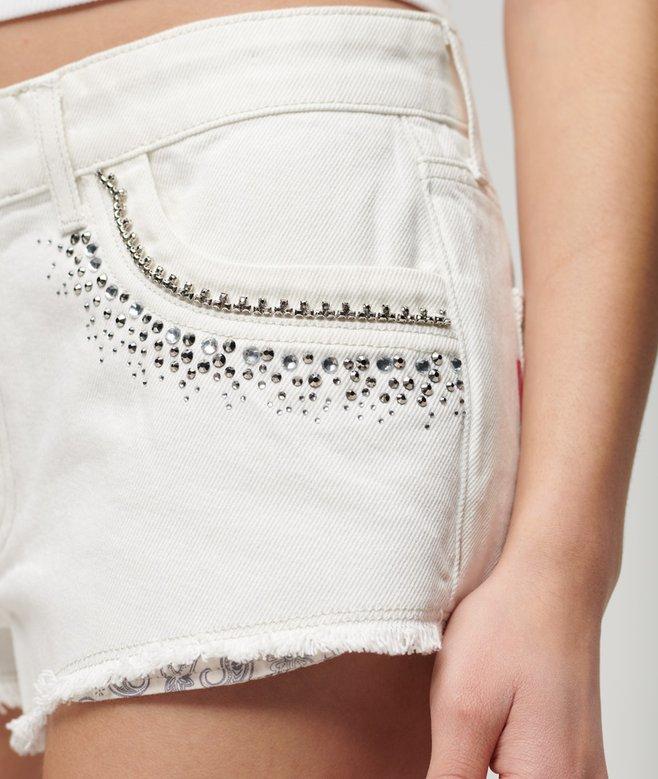 Superdry Diamante Embellished Denim Shorts