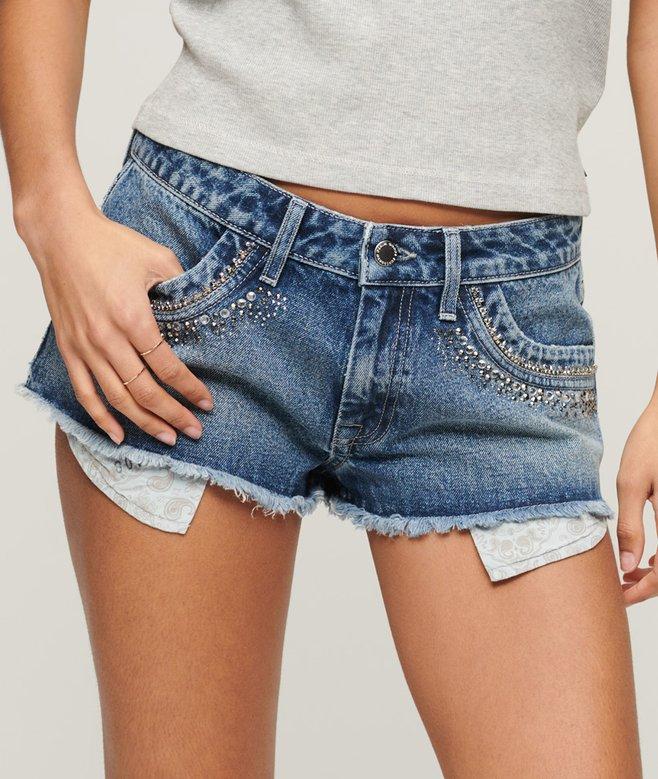 superdry Diamante Embellished Denim Shorts