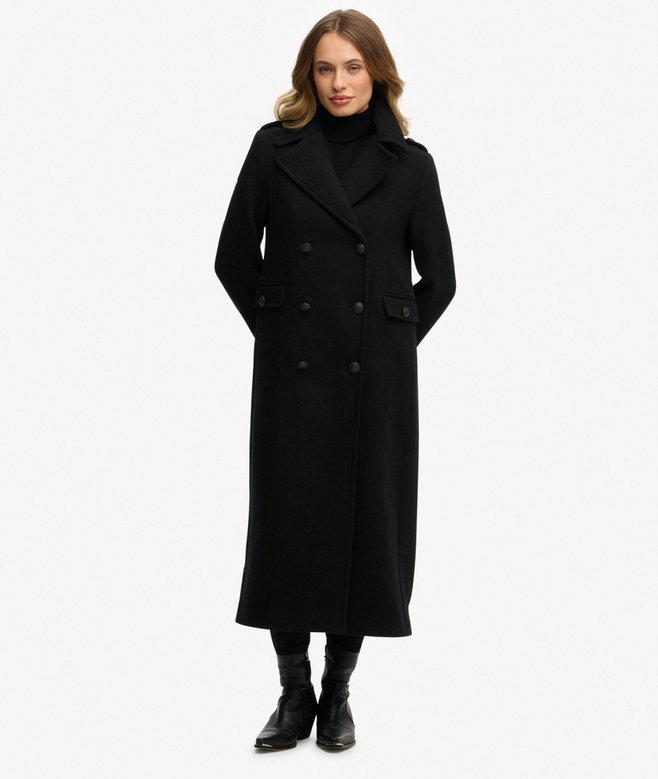 Superdry Double Breasted Wool Blend Coat
