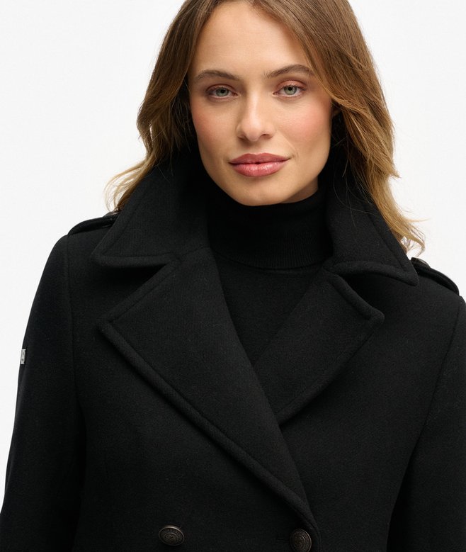 Superdry Double Breasted Wool Blend Coat
