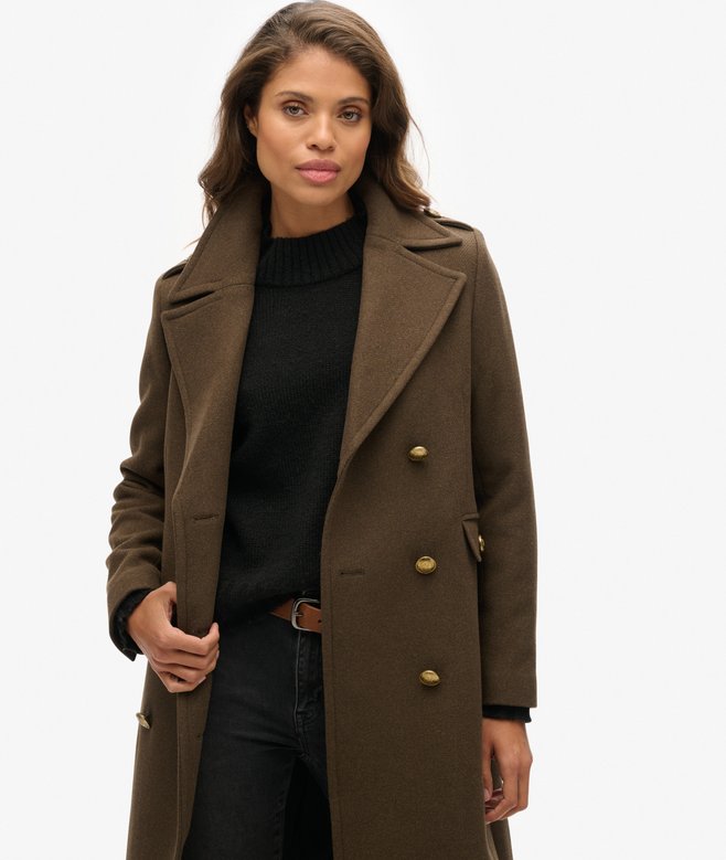 Superdry Double Breasted Wool Blend Coat
