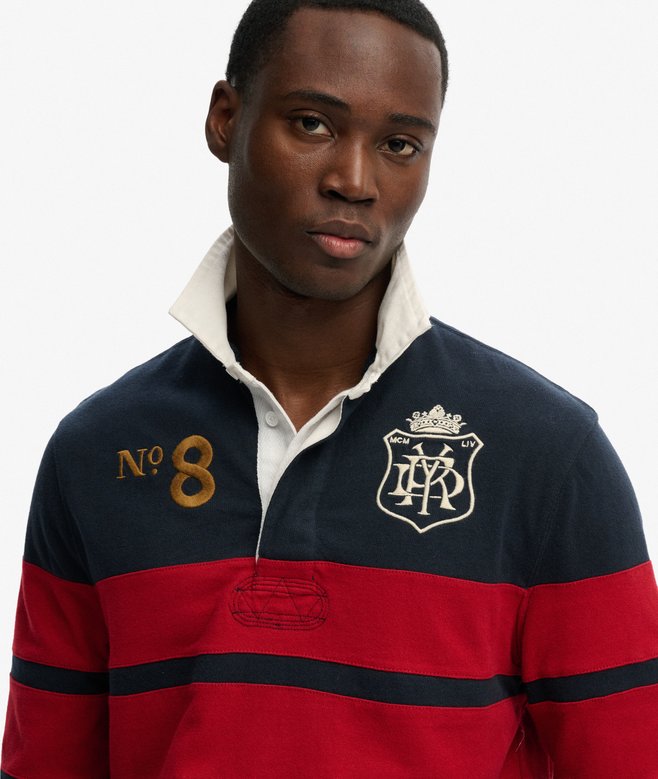 Superdry Double Emblem Stripe Rugby Top