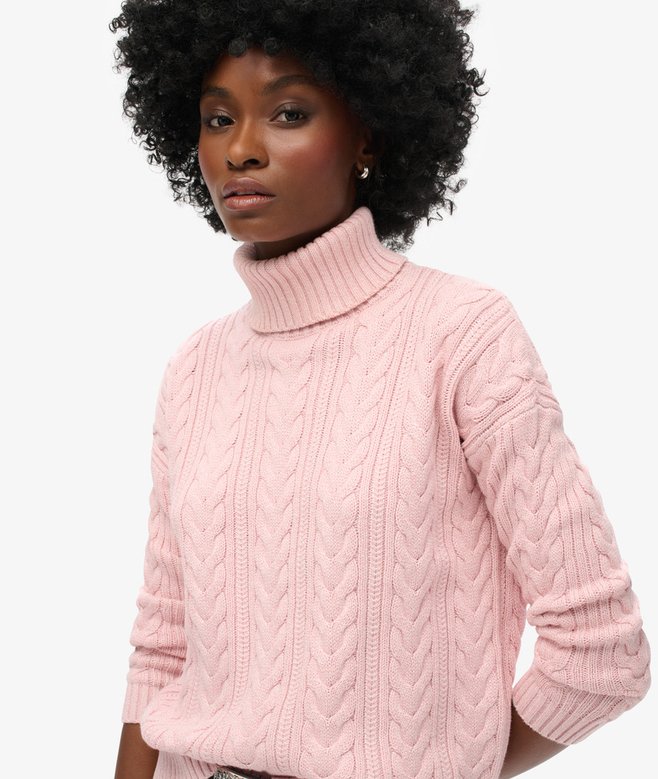 Superdry Drop Shoulder Cable Roll Neck Jumper