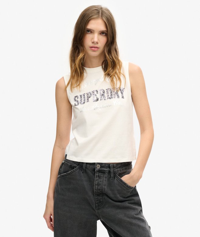 superdry Embellished Archive Fitted Tank Top