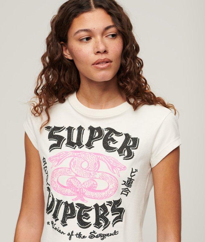Superdry Embellished Poster Cap Sleeve T-Shirt