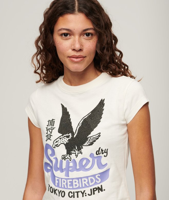 Superdry Embellished Poster Cap Sleeve T-Shirt