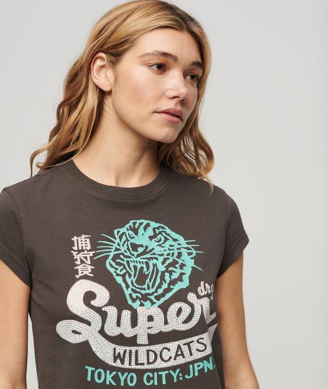 Superdry Embellished Poster Cap Sleeve T-Shirt