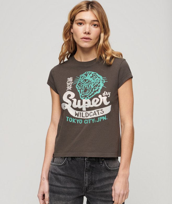 superdry Embellished Poster Cap Sleeve T-Shirt