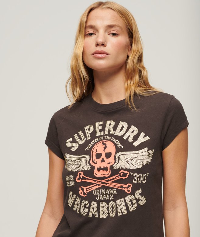Superdry Embellished Poster Cap Sleeve T-Shirt