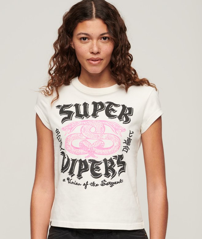 superdry Embellished Poster Cap Sleeve T-Shirt