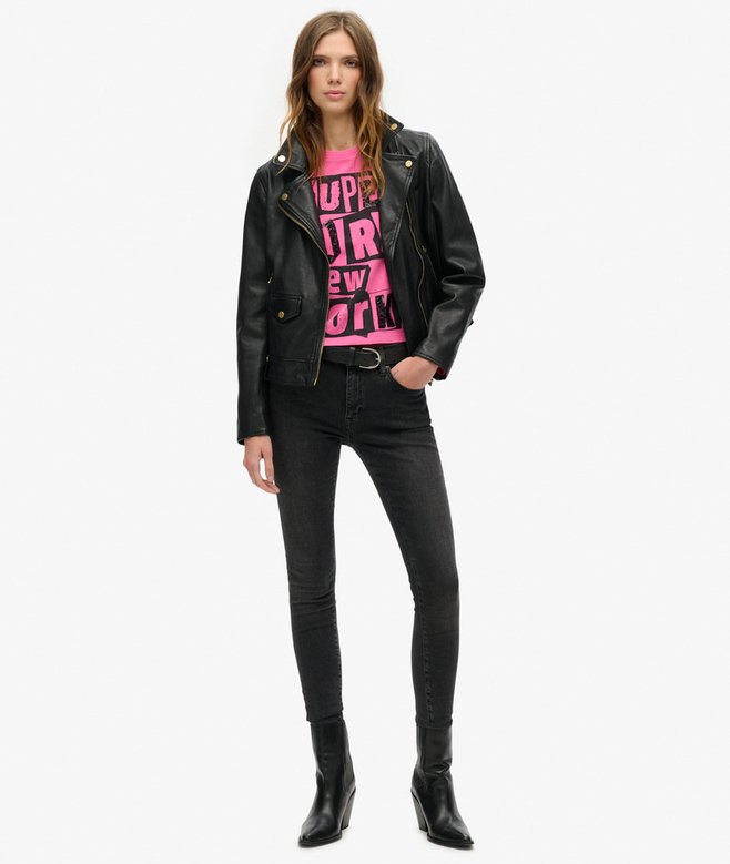 Superdry Embellished Punk Cap Sleeve T-Shirt