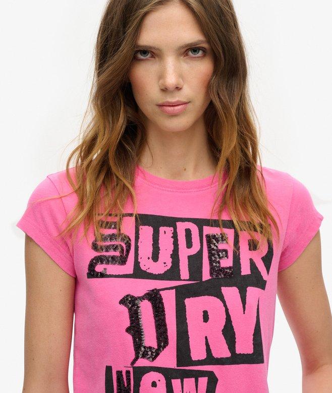 Superdry Embellished Punk Cap Sleeve T-Shirt