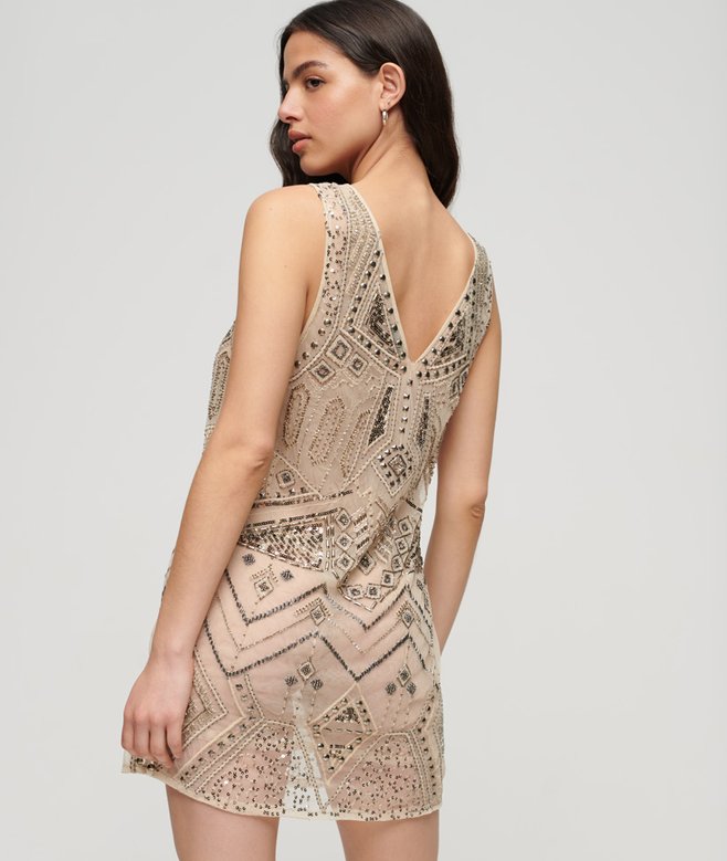 Superdry Embellished V Neck Mini Dress