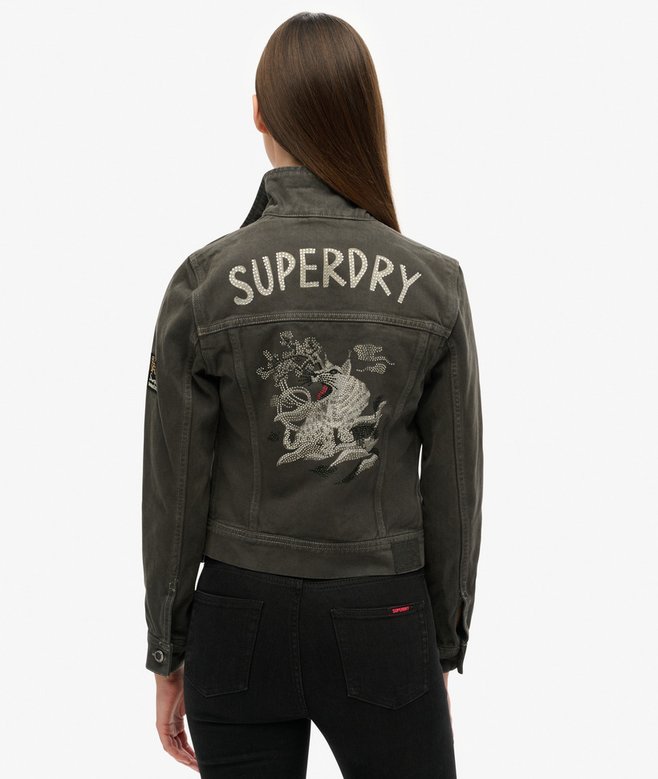 superdry Embellished Workwear Crop Jacket