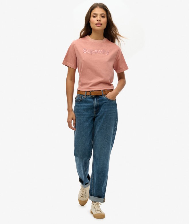Superdry Embroidered Core Logo Boxy Loose T-Shirt