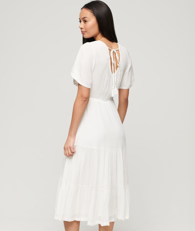 Superdry Embroidered Tiered Midi Dress
