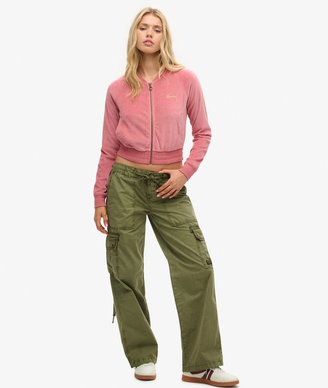 Superdry Embroidered Velour Zip Baseball Top