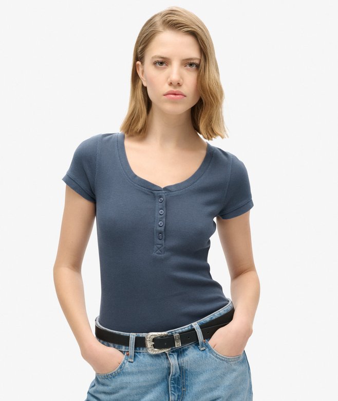 superdry Essential Button Down Short Sleeve Top