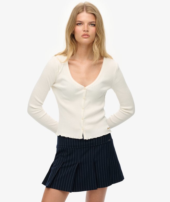 Superdry Essential Button Through Long Sleeve Top