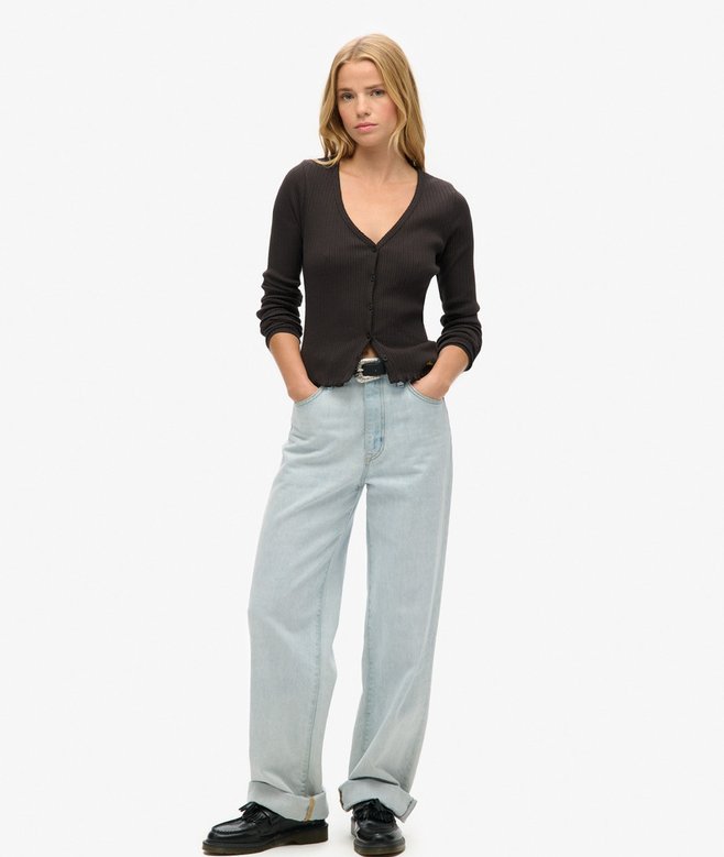 Superdry Essential Button Through Long Sleeve Top