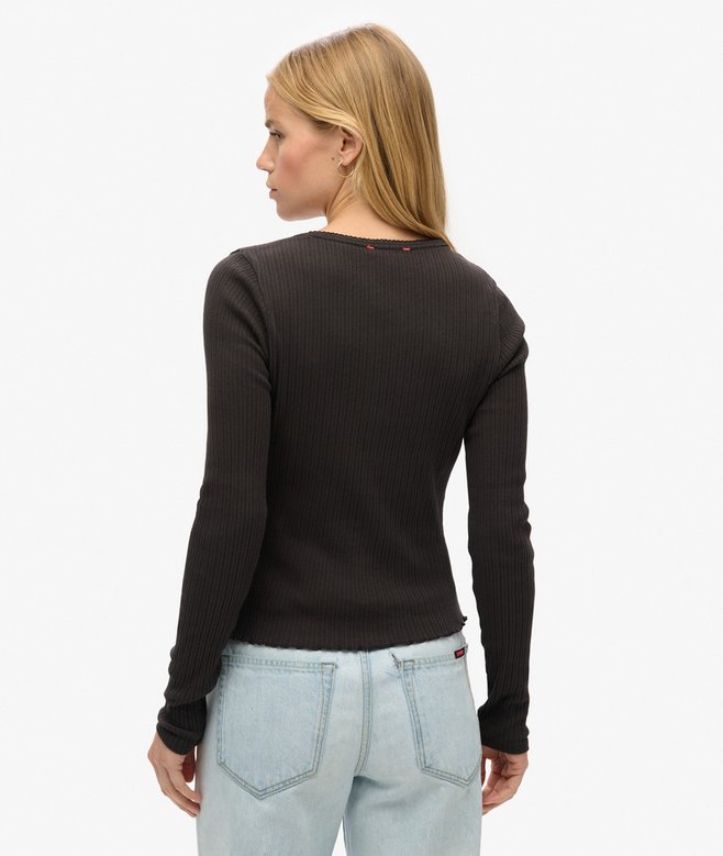 Superdry Essential Button Through Long Sleeve Top
