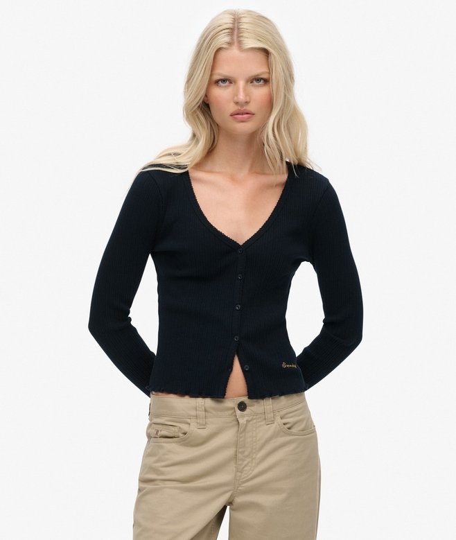 Superdry Essential Button Through Long Sleeve Top