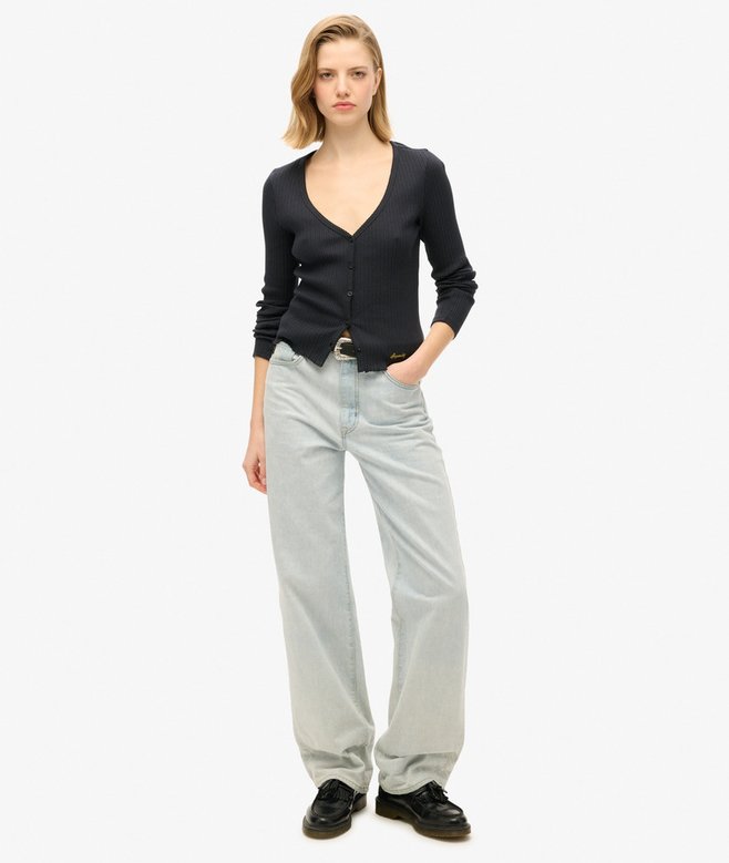 Superdry Essential Button Through Long Sleeve Top