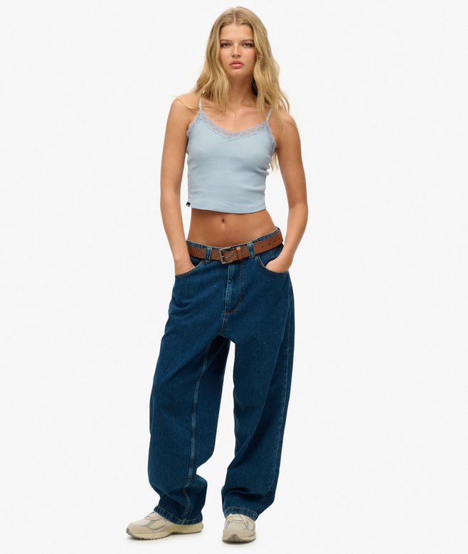 Superdry Essential Lace Trim Cropped Cami Top