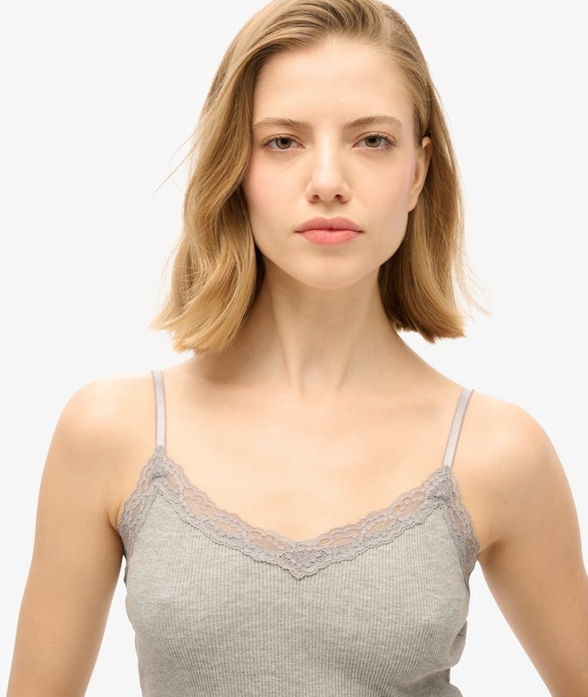 Superdry Essential Lace Trim Cropped Cami Top