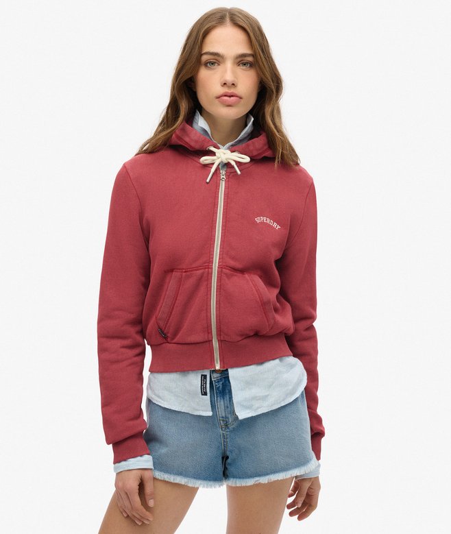superdry Essential Logo Cropped Zip Hoodie
