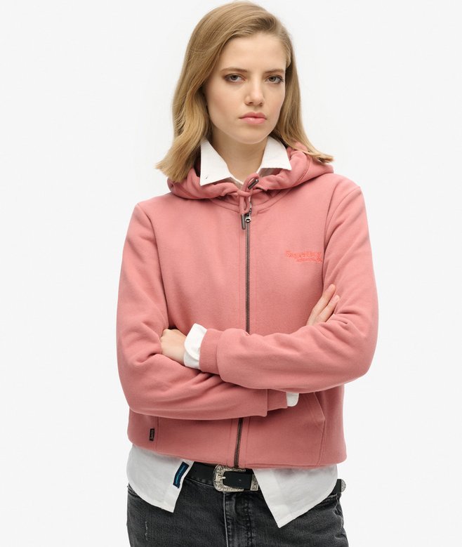 superdry Essential Logo Half Brushed Zip Hoodie