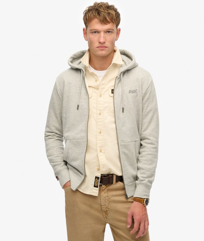 superdry Essential Logo Half Brushed Zip Hoodie