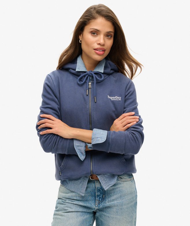 superdry Essential Logo Half Brushed Zip Hoodie