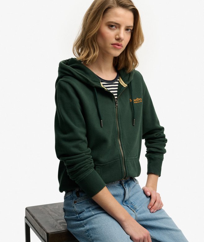 superdry Essential Logo Half Brushed Zip Hoodie