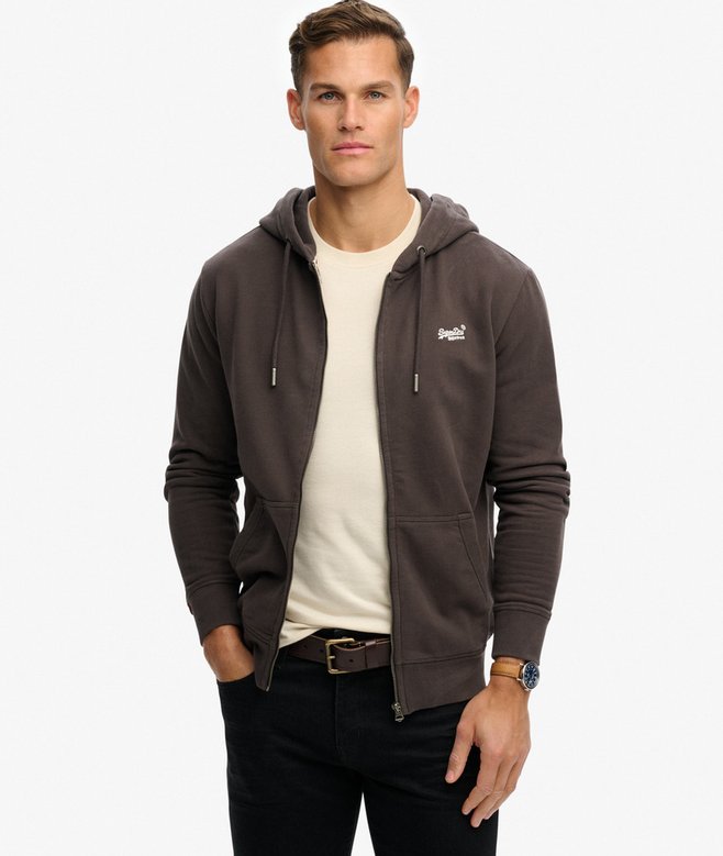 superdry Essential Logo Half Brushed Zip Hoodie