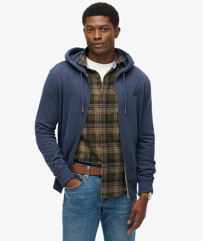 superdry Essential Logo Half Brushed Zip Hoodie