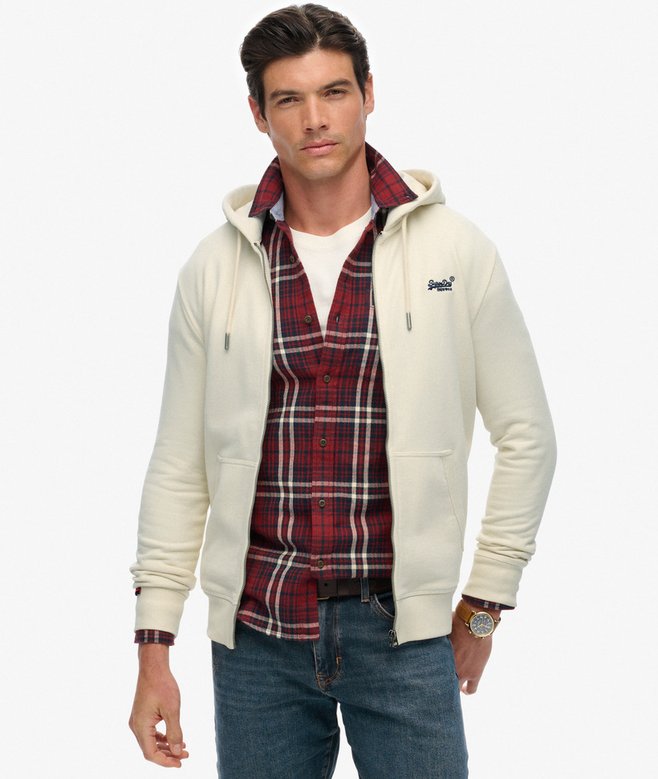 superdry Essential Logo Half Brushed Zip Hoodie