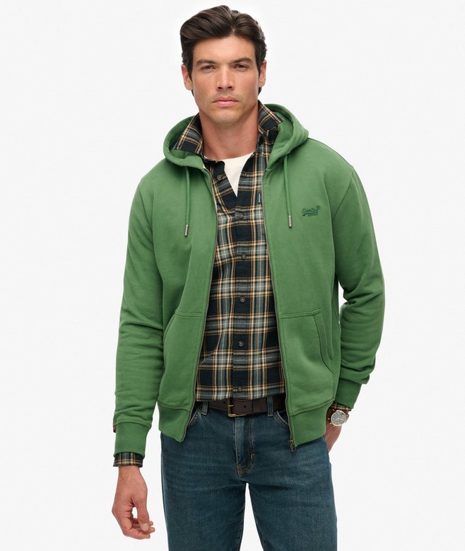 superdry Essential Logo Half Brushed Zip Hoodie