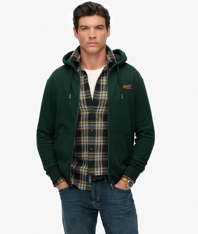 superdry Essential Logo Half Brushed Zip Hoodie