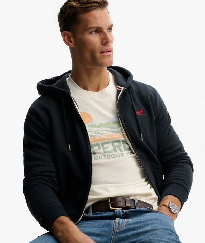 Superdry Essential Logo Half Brushed Zip Hoodie