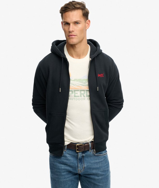 superdry Essential Logo Half Brushed Zip Hoodie