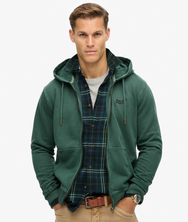 superdry Essential Logo Washed Zip Hoodie