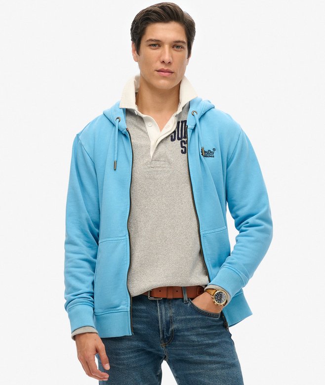 superdry Essential Logo Washed Zip Hoodie