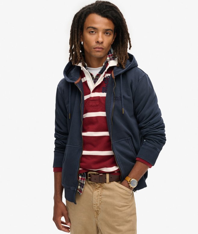 superdry Essential Logo Washed Zip Hoodie