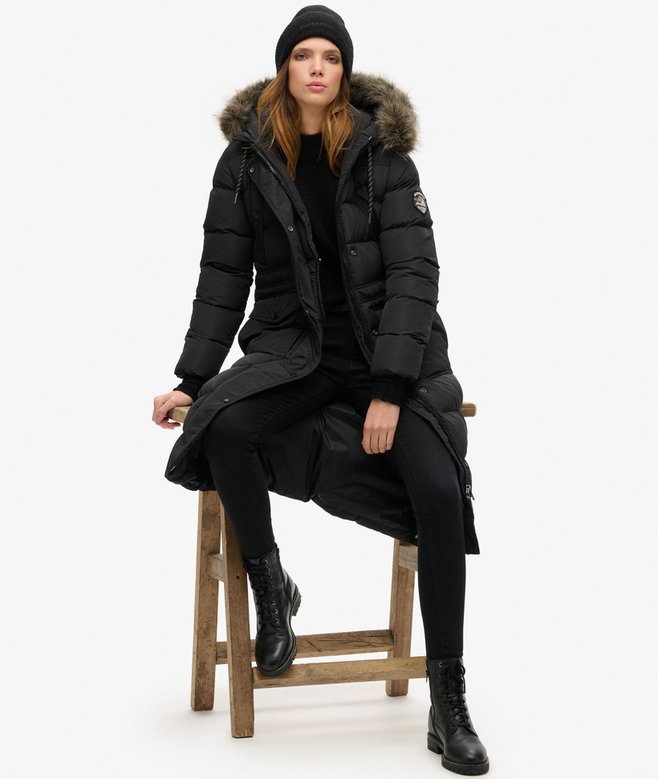 Superdry Everest Faux Fur Longline Coat