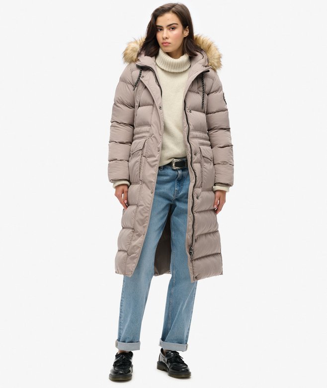superdry Everest Faux Fur Longline Coat