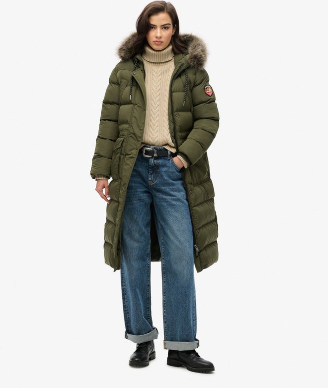 superdry Everest Faux Fur Longline Coat