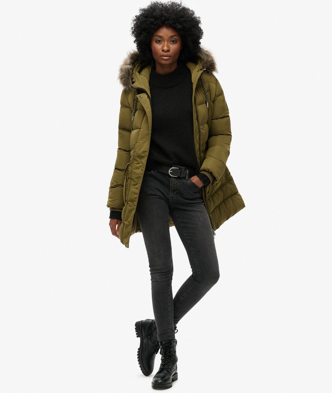 Superdry Everest Mid Faux Fur Puffer Coat