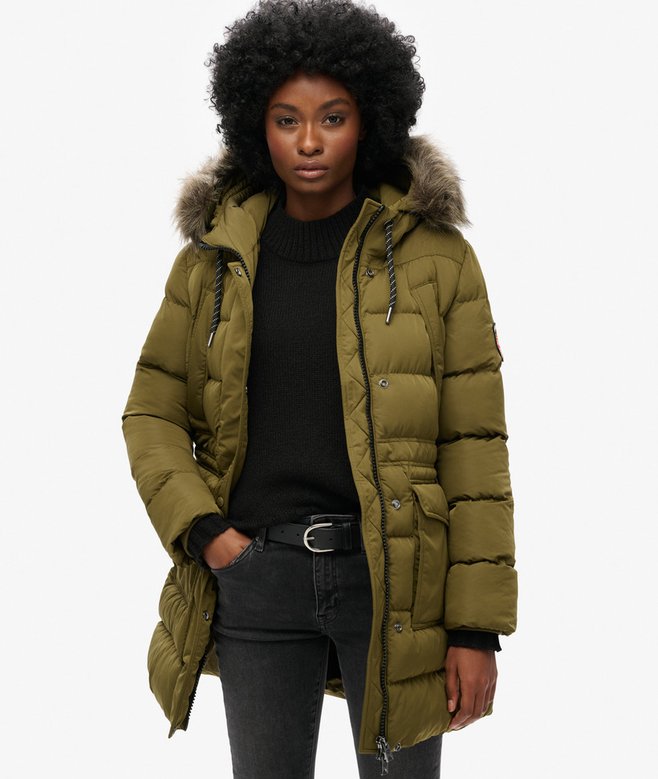 superdry Everest Mid Faux Fur Puffer Coat